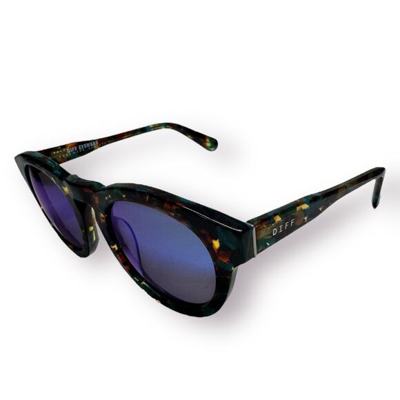 Diff Dime II Colorful Sunglasses Tortoise / Blue‎ Frame with Mirror Lenses - Picture 1 of 10